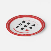 赤卒業はっきりしたの手紙とキャップ卒業 ペーパープレート (アングル)