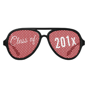 赤卒業カスタム年次文字 アビエーターサングラス