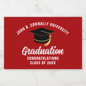 赤卒業パーソナライズされた会 スパークリングワインラベル (シングルラベル)