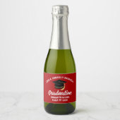 赤卒業パーソナライズされた会 スパークリングワインラベル (正面)