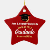 赤卒業パーソナライズされた星 セラミックオーナメント (正面)