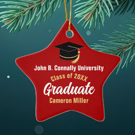 赤卒業パーソナライズされた星 セラミックオーナメント