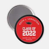 赤卒業パーソナライズされた マグネット (正面/裏面)