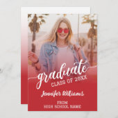 赤卒業写真の卒業生発表 招待状 (正面/裏面)