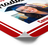 赤卒業生パーソナライズされたの写真パーティー ポスター (角)