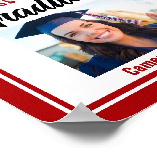 赤卒業生パーソナライズされたの写真パーティー ポスター (角)