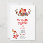 赤卵ジンジャーパーティー招待状水彩鳥 招待状 (正面)