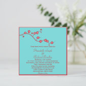 赤及びターコイズの花の結婚式 招待状 (スタンド正面)