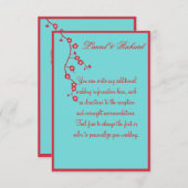 赤及びターコイズの花の結婚披露宴 エンクロージャーカード (正面/裏面)