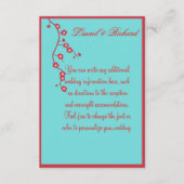 赤及びターコイズの花の結婚披露宴 エンクロージャーカード (正面)