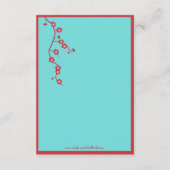 赤及びターコイズの花の結婚披露宴 エンクロージャーカード (裏面)