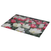 赤及び白の春のチューリップのまな板 カッティングボード (角)