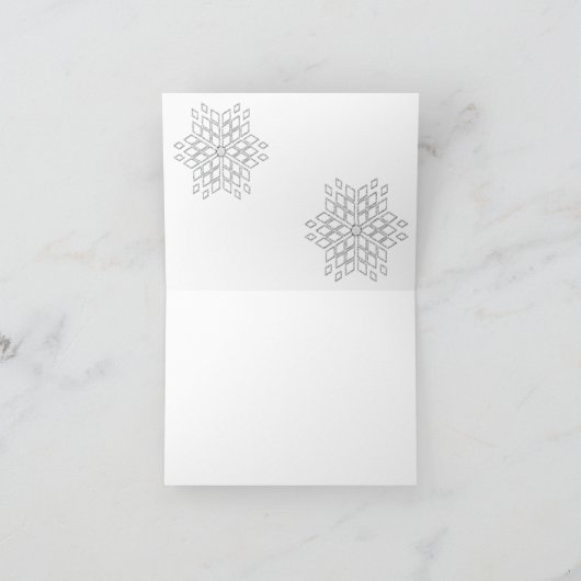 赤及び金ゴールドのかぎ針編みのレースのダイヤモンドのハートの雪片 シーズンカード (内部)