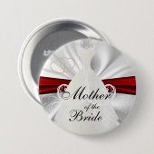 赤及び金ゴールドのアクセントのエレガントなブライダルパーティ 缶バッジ (正面&裏面)