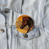 赤及び金ゴールドのアラビアの馬の円形ボタン 缶バッジ (インサイチュ)