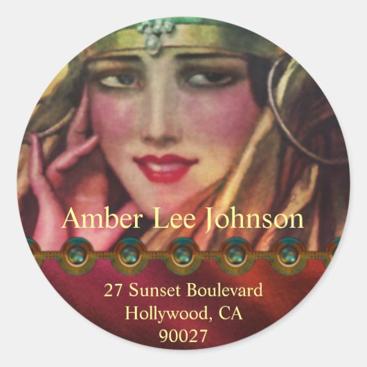 赤及び金ゴールドのアルクマールカシミール ラウンドシール (正面)