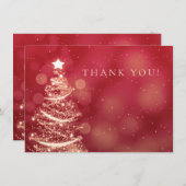 赤及び金ゴールドのクリスマスの結婚式はノート感謝していしています サンキューカード (正面/裏面)
