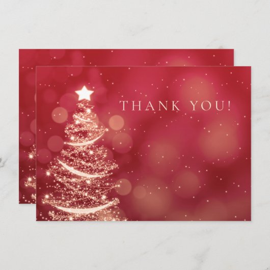 赤及び金ゴールドのクリスマスの結婚式はノート感謝していしています サンキューカード (正面/裏面)