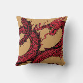 赤及び金ゴールドの中国人のドラゴン クッション (裏面)