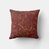 赤及び金ゴールドの古いダマスク織の一見のクッション クッション (裏面)