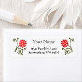 赤及び金ゴールドデイジーエッチンカスタムグ差出人住所 ラベル (インサイチュ)