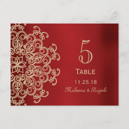 赤及び金ゴールド結婚インディアン表番号カード ポストカード