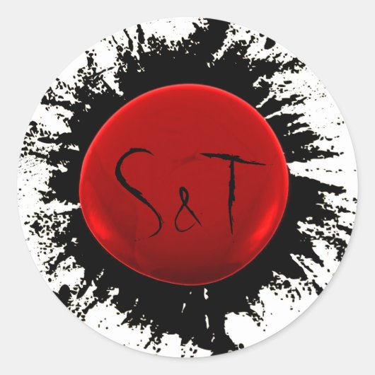 赤及び黒イニシャルワックス及びインク封筒用シール ラウンドシール (正面)