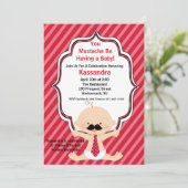 赤口ひげストライプのベビーシャワー招待状 招待状 (スタンド正面)