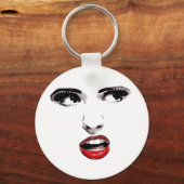 赤口紅ダークアイドメイクアップ美しいアート キーホルダー (正面)