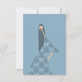 赤口紅フェミニンフローラファッションイラストレーション サンキューカード