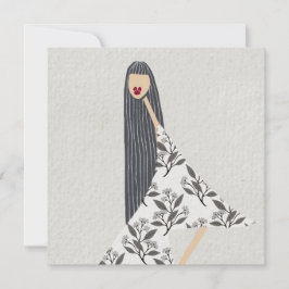 赤口紅フェミニンフローラファッションイラストレーション 招待状