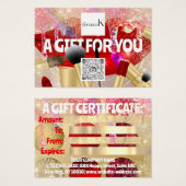 赤口紅メイクアップアーティストロゴQR 100点 (正面&裏面)