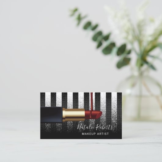 赤口紅化粧アーティスモダントブラッストライプク 名刺 (スタンド正面)