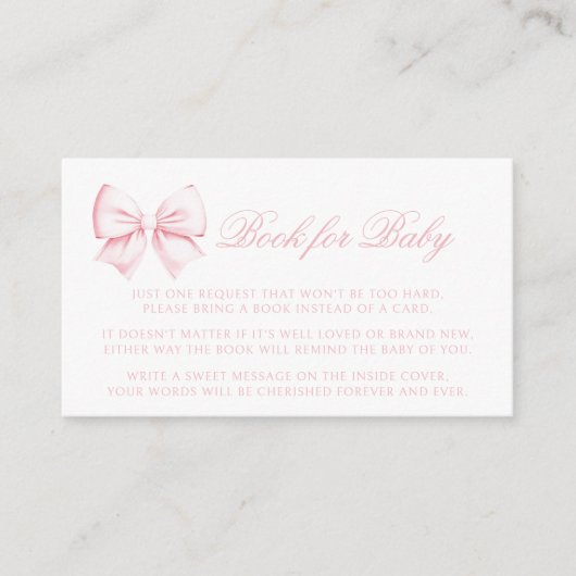 赤名門私立校風のちゃんシャワー用かわいいピンクの弓ブック エンクロージャーカード (正面)