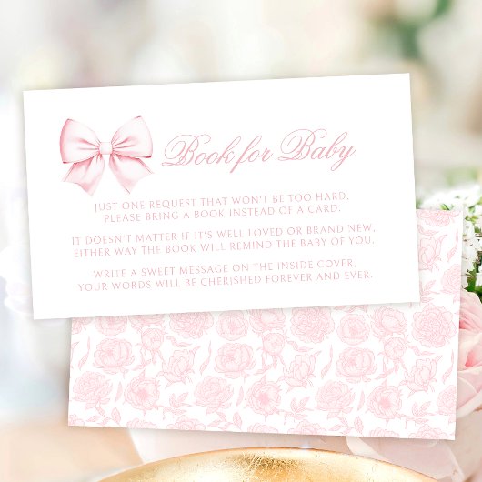 赤名門私立校風のちゃんシャワー用かわいいピンクの弓ブック エンクロージャーカード