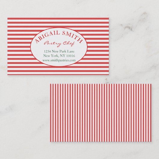 赤名門私立校風のとストライプのビジパーソナライズされたネスカード 名刺 (正面/裏面)