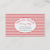 赤名門私立校風のとストライプのビジパーソナライズされたネスカード 名刺 (正面)