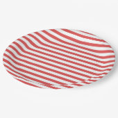 赤名門私立校風のと白のストライプ紙プレート ペーパープレート (アングル)