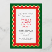 赤名門私立校風のと緑のシンプルクリスマス 箔招待状 (正面)