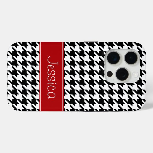 赤名門私立校風のと黒千鳥格子のパーソナライズされた Case-Mate iPhoneケース (裏面 (横))