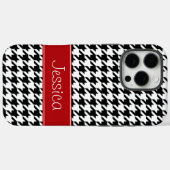赤名門私立校風のと黒千鳥格子のパーソナライズされた Case-Mate iPhoneケース (裏面 (横))