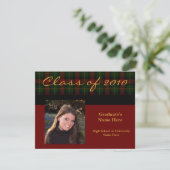 赤名門私立校風のタータンチェックプレイド2010卒業招待状 招待状 (スタンド正面)