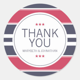 赤名門私立校風の白と青のステッストライプカー ラウンドシール