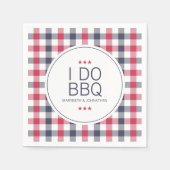 赤名門私立校風の白と青の格子縞ウェディングシャワー スタンダードカクテルナプキン (正面)