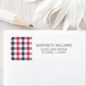 赤名門私立校風の白と青の格子縞差出人住所 ラベル (インサイチュ)