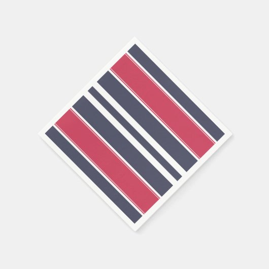 赤名門私立校風の白と青の紙ストライプナプキンス スタンダードカクテルナプキン (角)