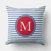 赤名門私立校風の白航海の青モノグラム クッション (正面)