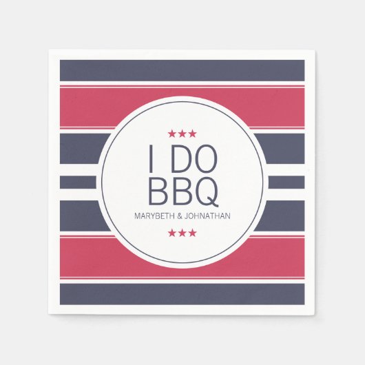 赤名門私立校風の白&青ウェディングシャワーナプキン スタンダードカクテルナプキン (正面)