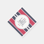 赤名門私立校風の白&青ウェディングシャワーナプキン スタンダードカクテルナプキン (角)