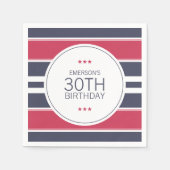 赤名門私立校風の白&青誕生日紙ナプキンス スタンダードカクテルナプキン (正面)